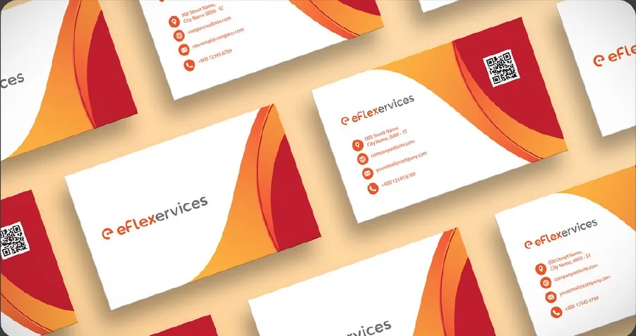 Social post featuring eFlexervices business card designs